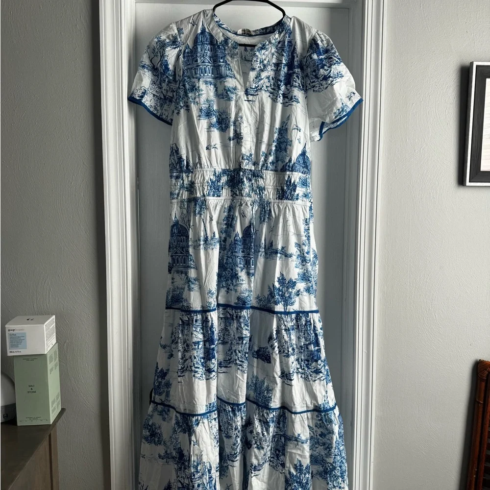 Umgee Blue and White Printed Women's Dress - Picture 1 of 1